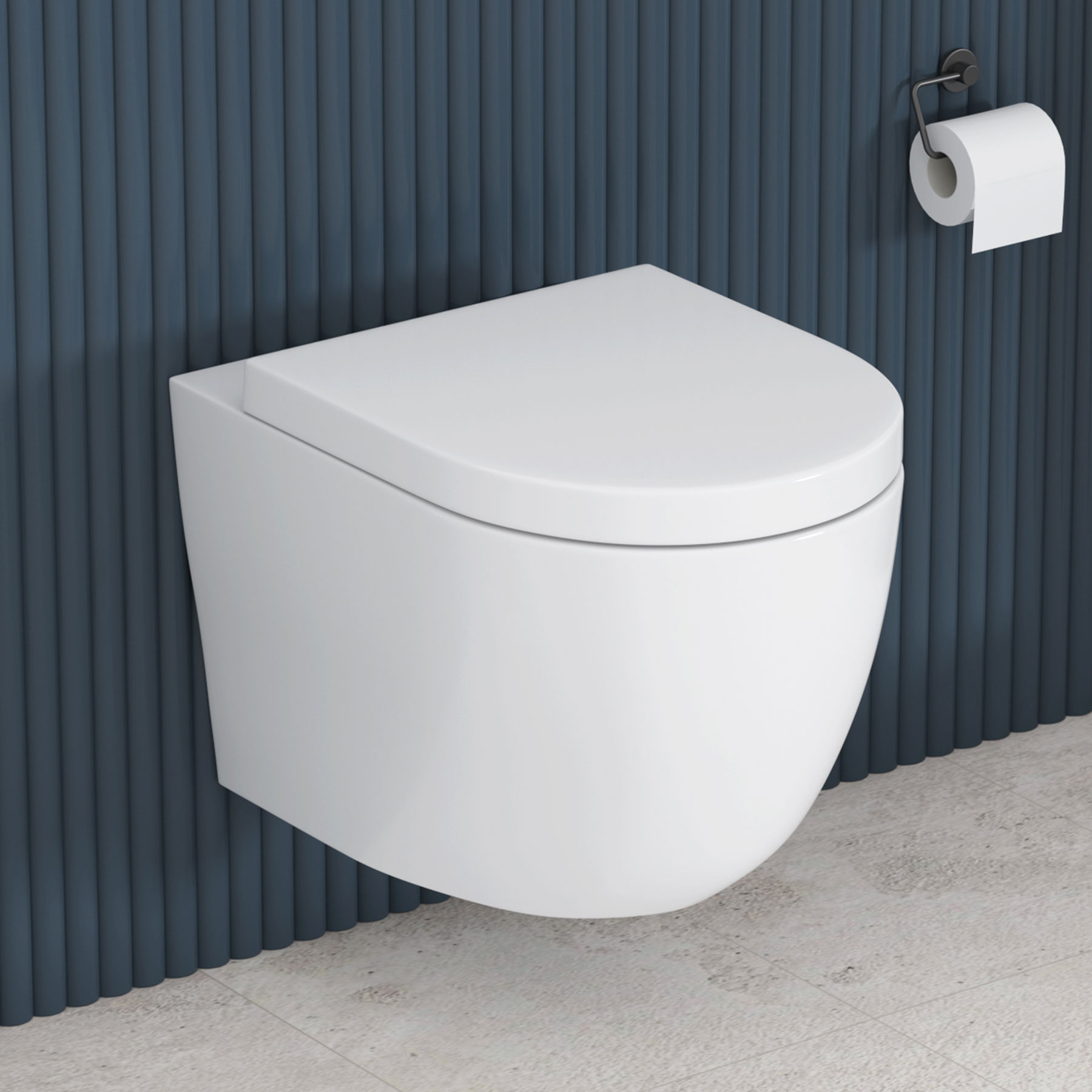 Elva Short Projection Wall Hung Rimless Toilet with Soft Close Seat