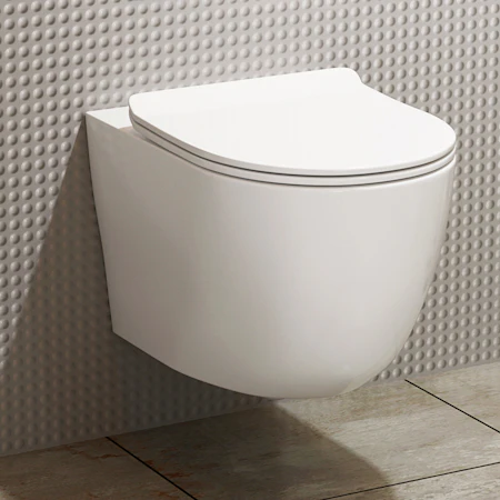 Cesar Wall Hung Rimless Toilet with Soft Close Seat & Gun Metal Plate ...