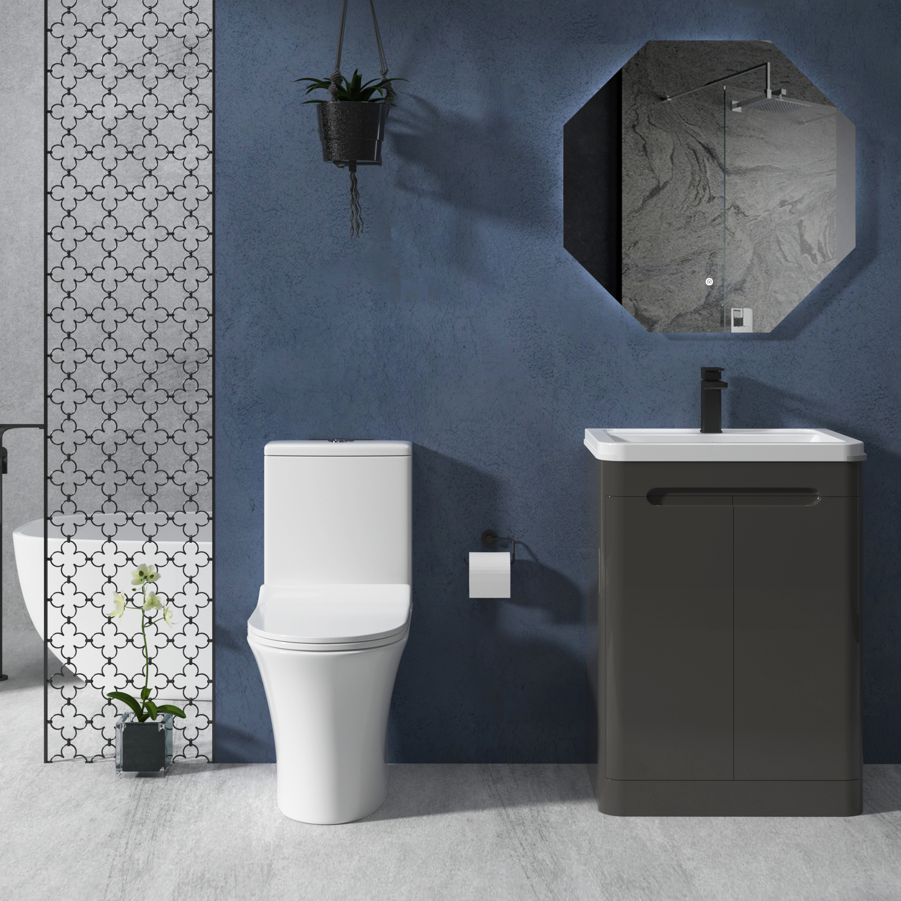 Amaze Rimless Close Coupled Toilet and Slim Soft Close Seat with Cistern