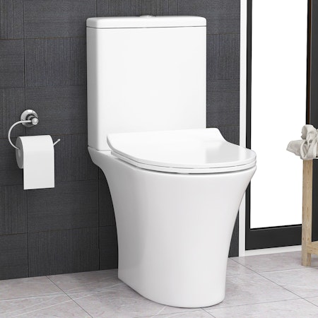 Amaze Rimless Close Coupled Toilet and Slim Soft Close Seat with Cistern