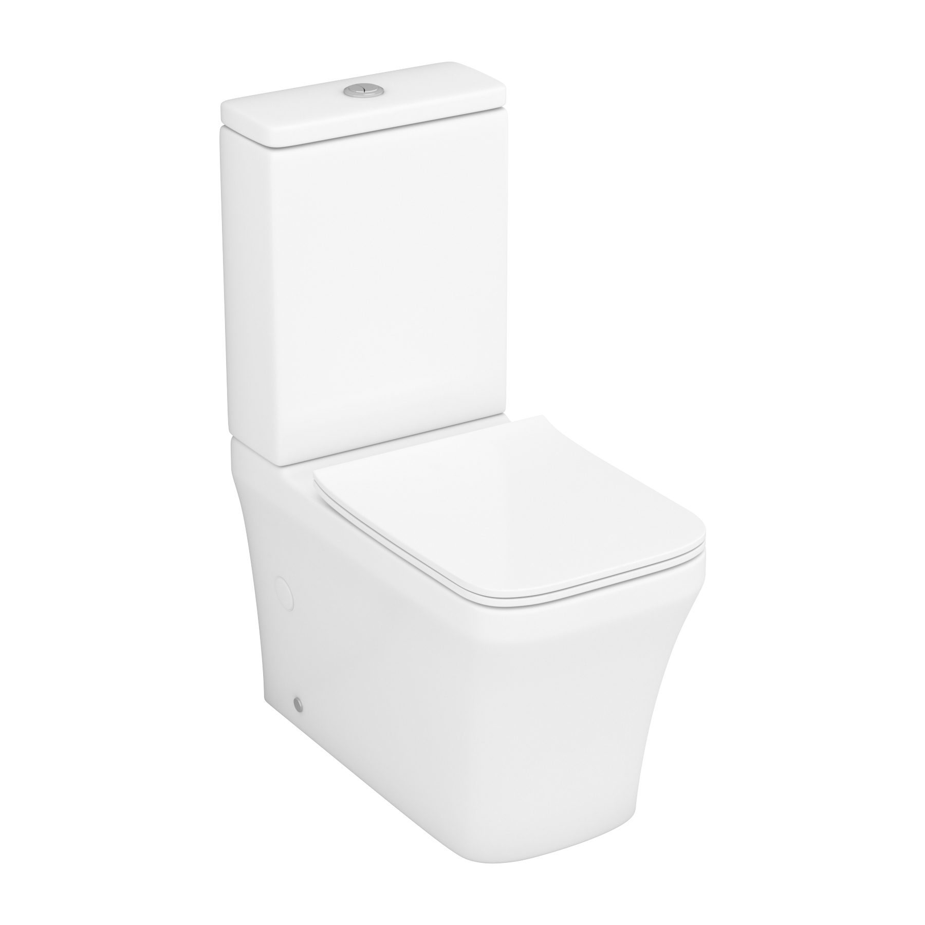 Avenza Close Coupled Rimless Toilet Whirlwind Flush Pan and Slim Soft Close Seat with Cistern