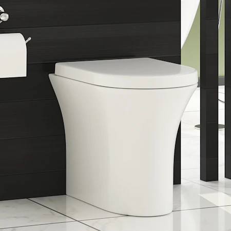 Breeze Back To Wall Rimless Toilet Pan with Soft Close Seat