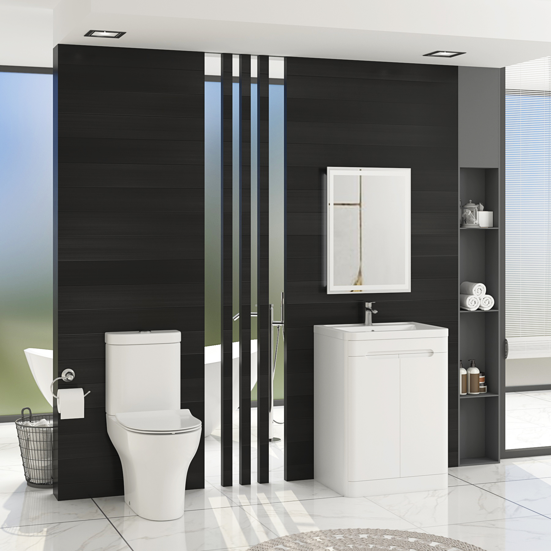 Breeze Rimless Close Coupled Toilet and Slim Soft Close Seat with Cistern