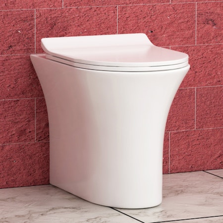 Breeze Back To Wall Rimless Toilet Pan with Slim Soft Close Seat