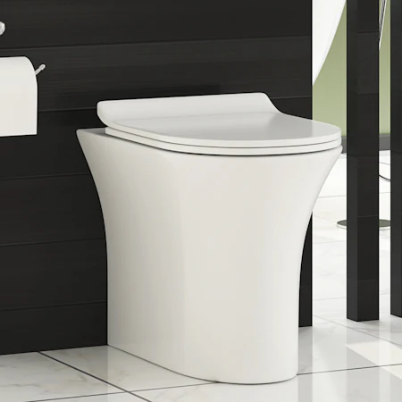 Breeze Back To Wall Rimless Toilet Pan with Slim Soft Close Seat