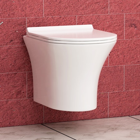 Breeze Short Projection Wall Hung Rimless Toilet with Slim Soft Close Seat