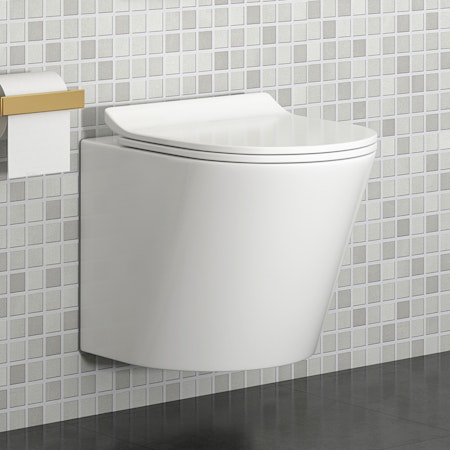Cesar Short Projection Wall Hung Rimless Toilet and Soft Close Slim Seat
