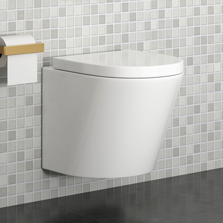 Rimless Short Projection Wall Hung Toilet and Soft Close Seat - Cesar