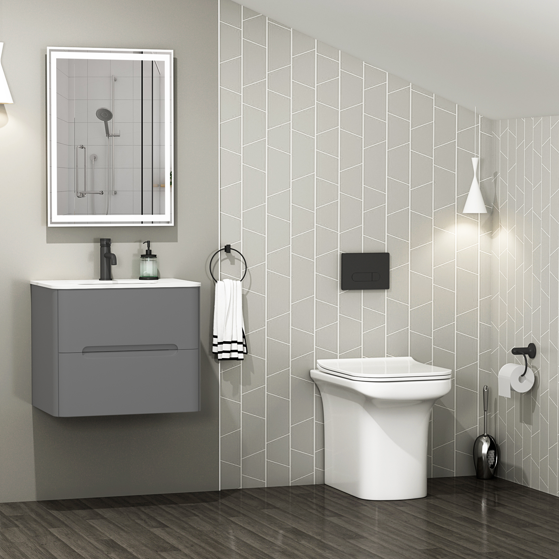 Crosby Back To Wall Rimless Toilet Pan with Soft Close Seat - Ceramic