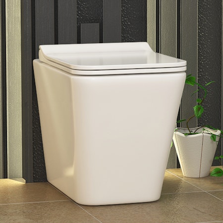 Elena Rimless Back to Wall Toilet Pan with Slim Soft Close Seat