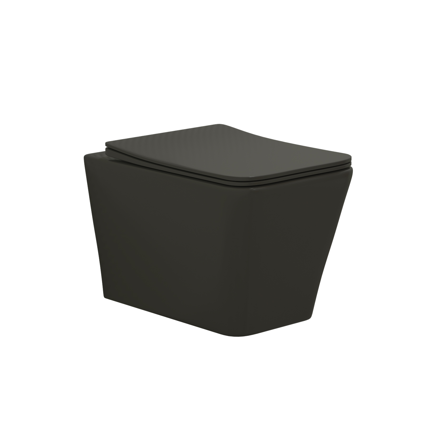 Elena Matt Black Wall Hung Rimless Toilet with Slim Soft Close Seat & Aqua Black Plate Wall Hung Frame