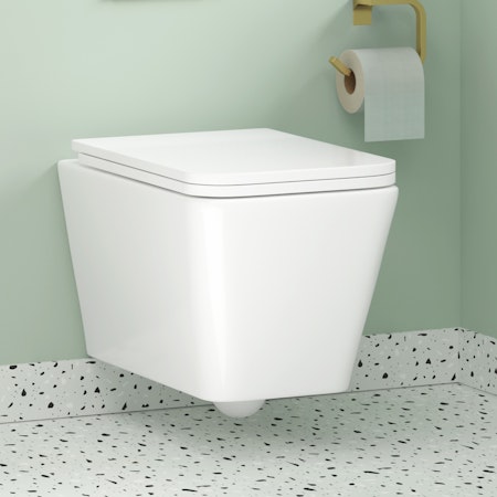 Rimless Wall Hung Short Projection Toilet with Soft Close Seat - Elena