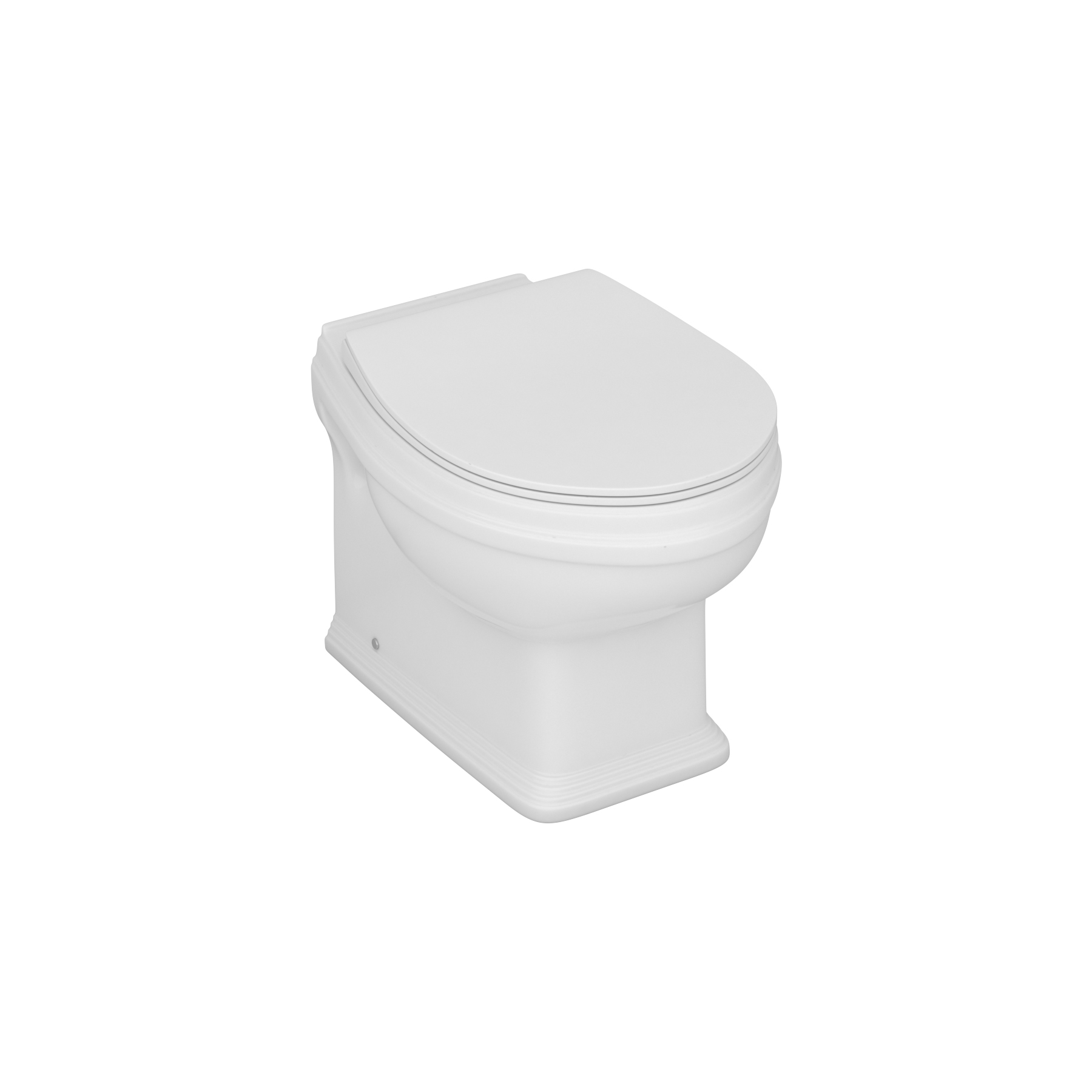Elmore Short Projection Traditional Back To Wall Rimless Toilet Round Pan with Slim Soft Close Seat