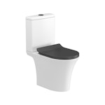 Amaze Rimless Close Coupled Toilet and Slim Soft Close Matt Black Seat with Cistern