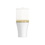 Amaze Rimless Close Coupled Toilet and Slim Soft Close Brushed Brass Seat with Cistern