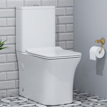 Rimless Close Coupled Toilet with Slim Soft Close Seat & Cistern - Milan