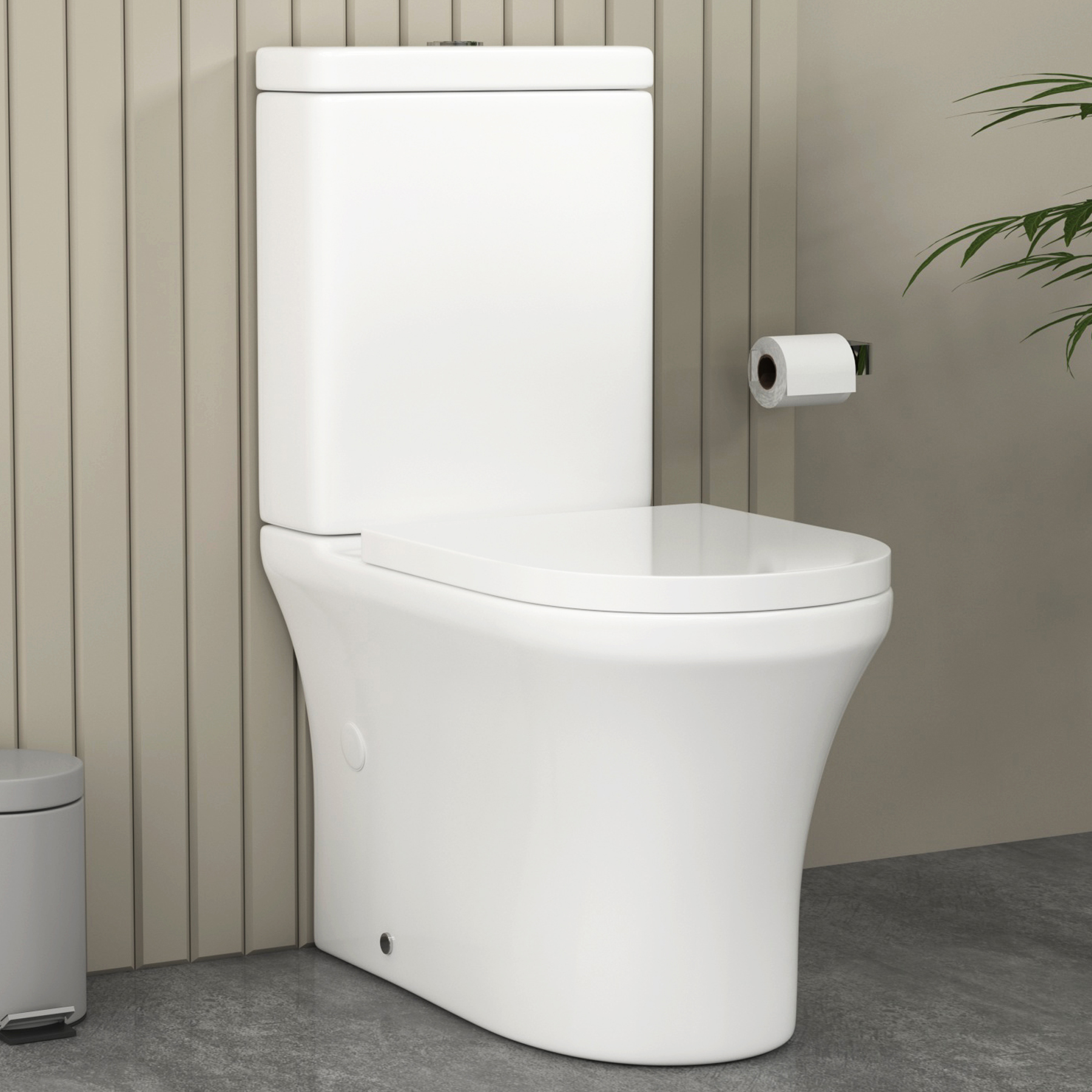 Oslo Close Coupled Rimless Toilet and Soft Close Seat Tornado Flush Pan with Cistern