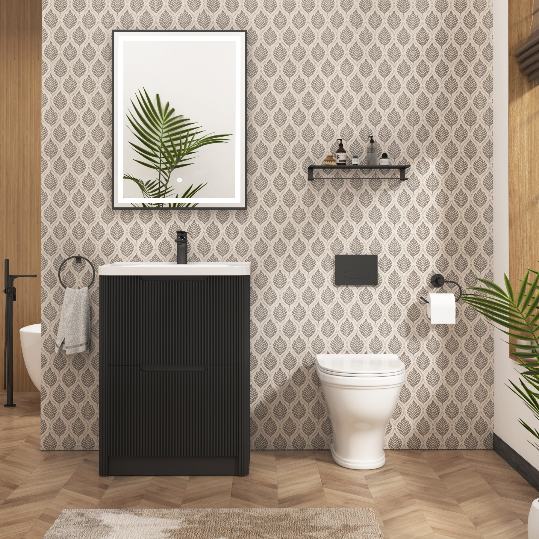 Venice Short Projection Back To Wall Rimless Toilet Round Pan with Slim Soft Close Seat
