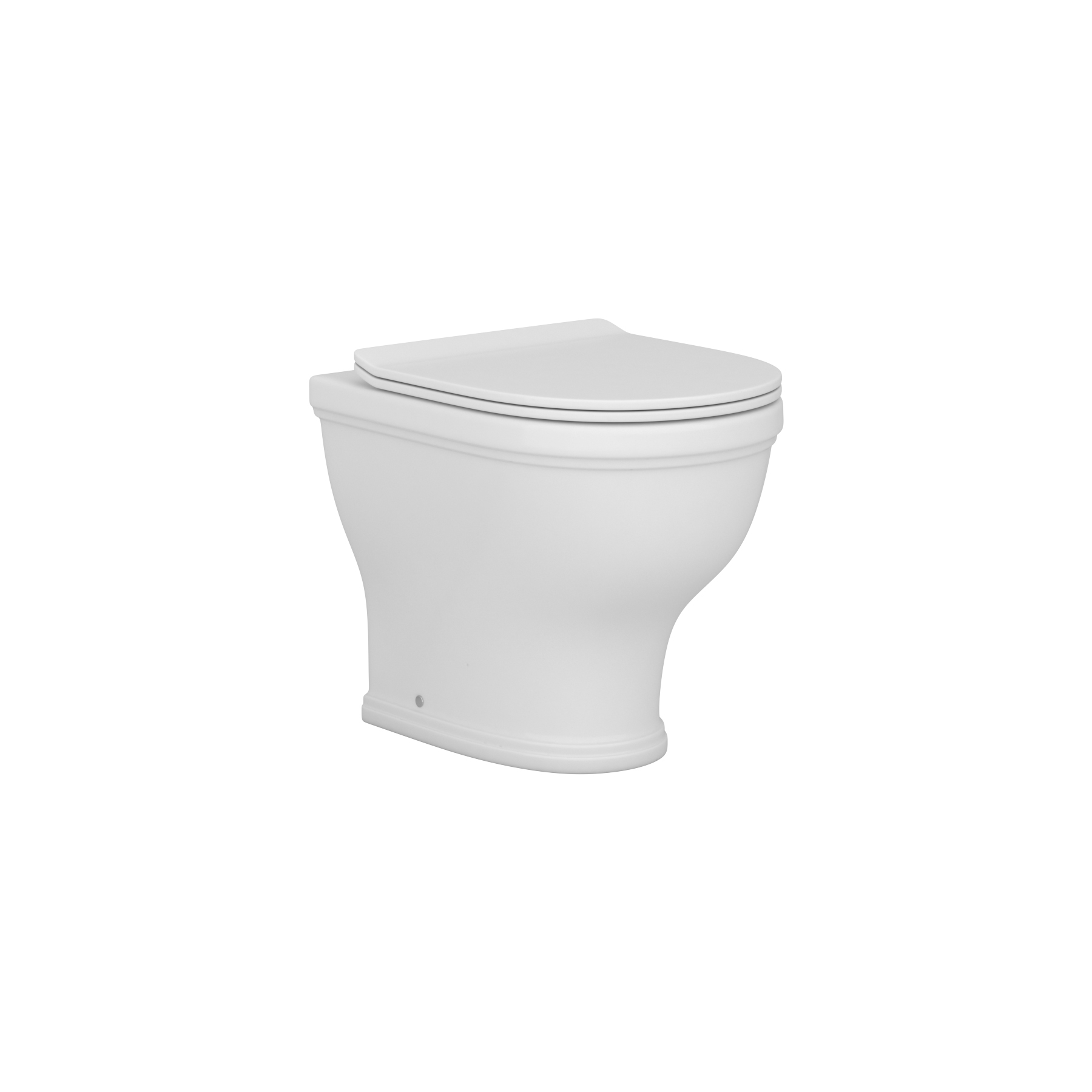Venice Short Projection Back To Wall Rimless Toilet Round Pan with Slim Soft Close Seat