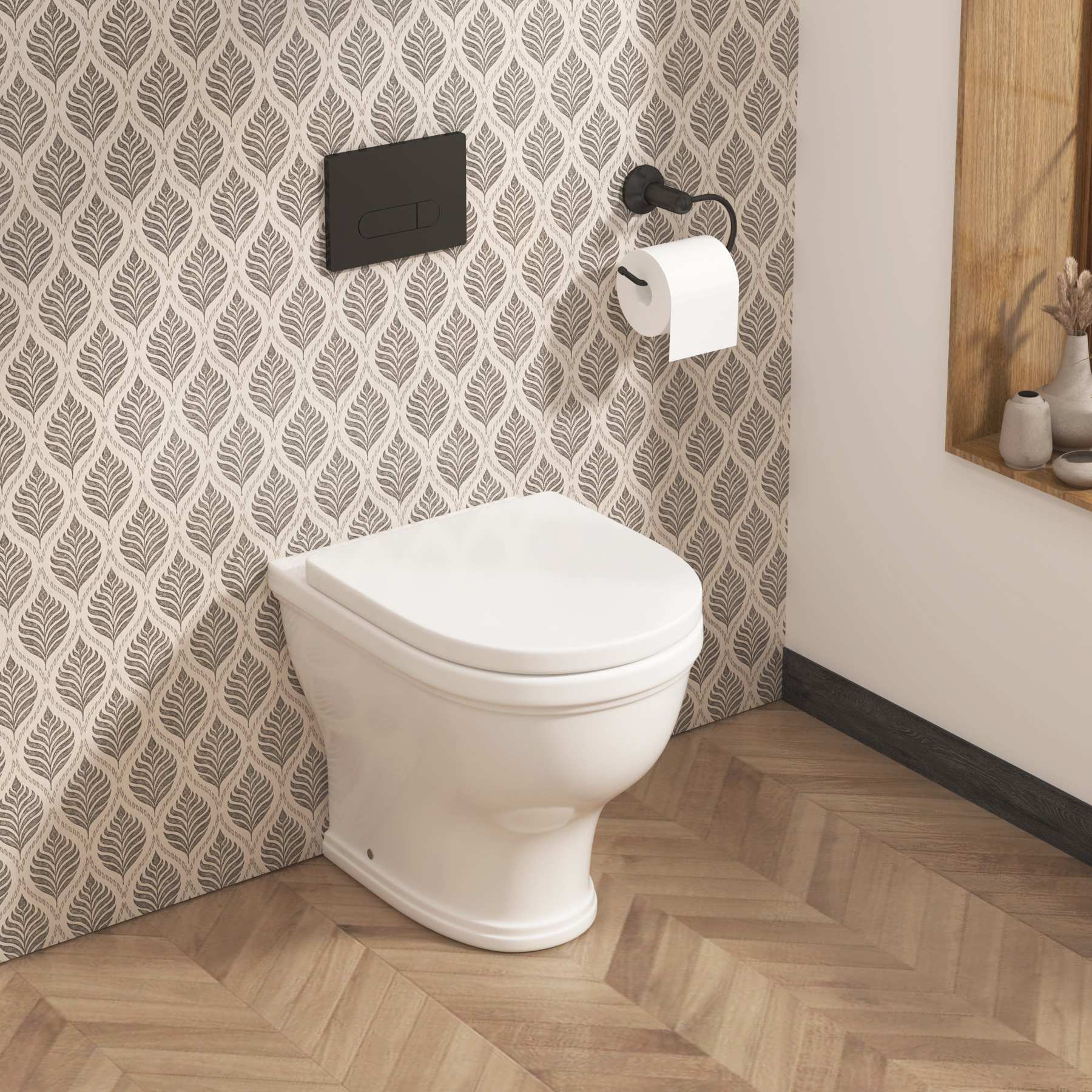 Venice Short Projection Back To Wall Rimless Toilet Round Pan with Soft Close Seat