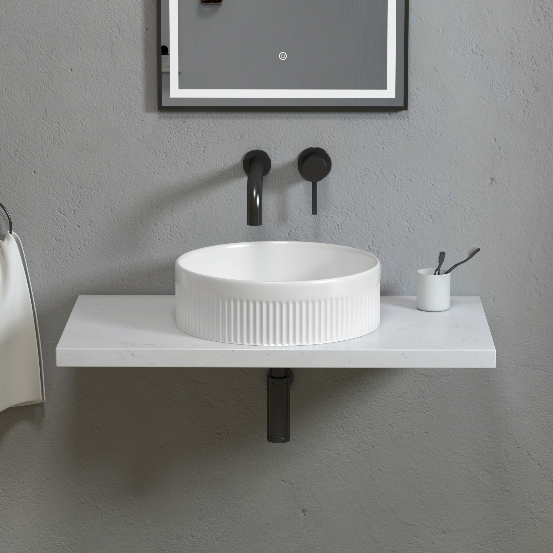 Evora Round Counter Top Basin Vessels 380mm  Sit On Worktop