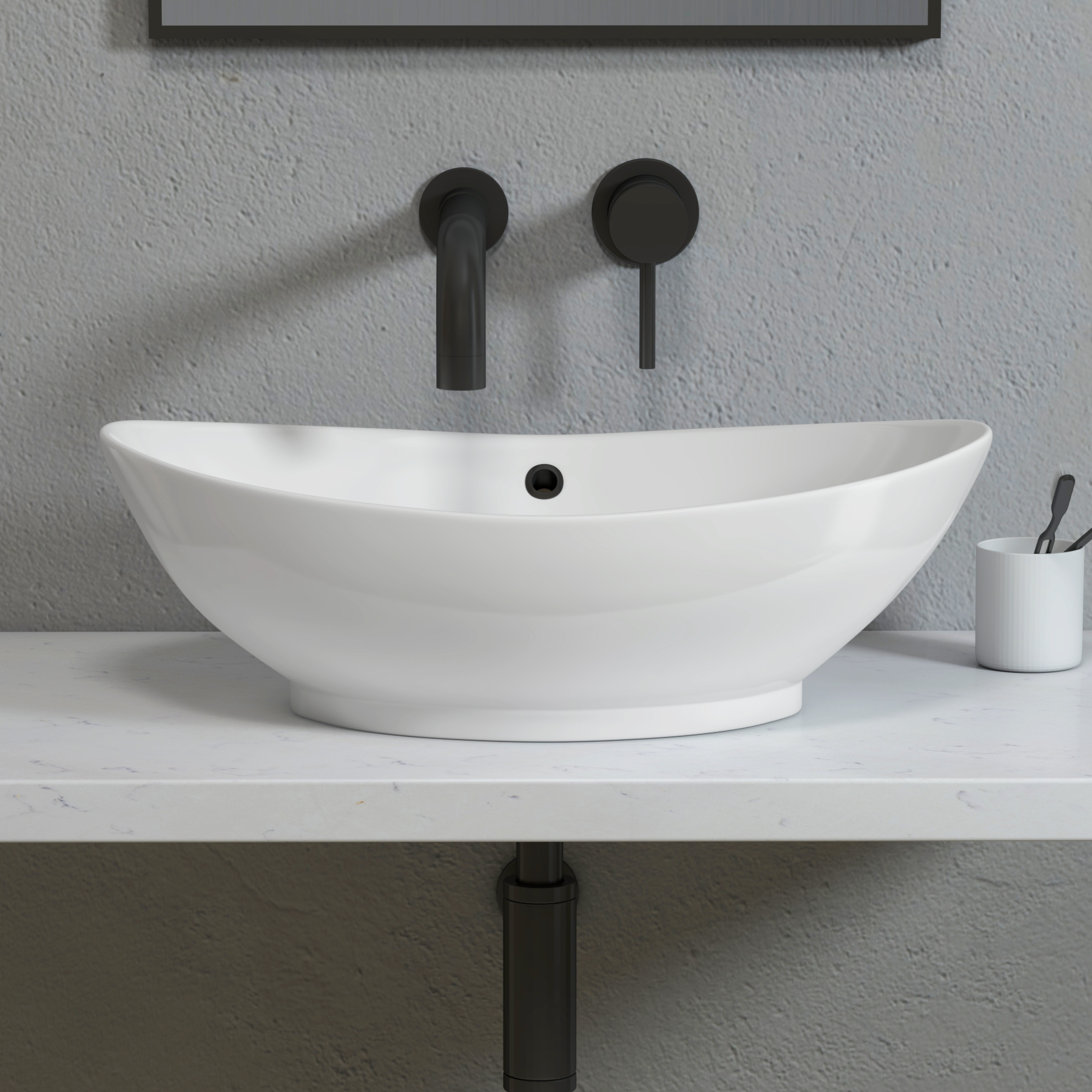 Amaze Oval Counter Top Basin Vessels 588mm Sit On Worktop