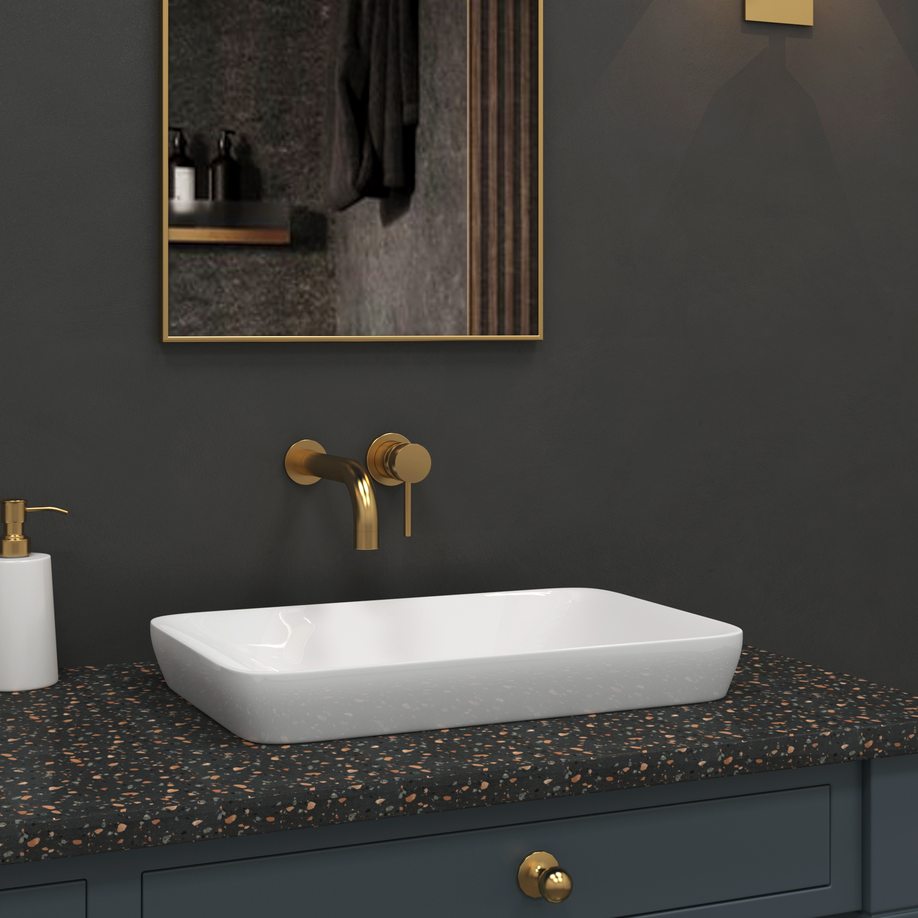 Qubix Rectangular Counter Top Basin Vessels 520mm  Sit On Worktop
