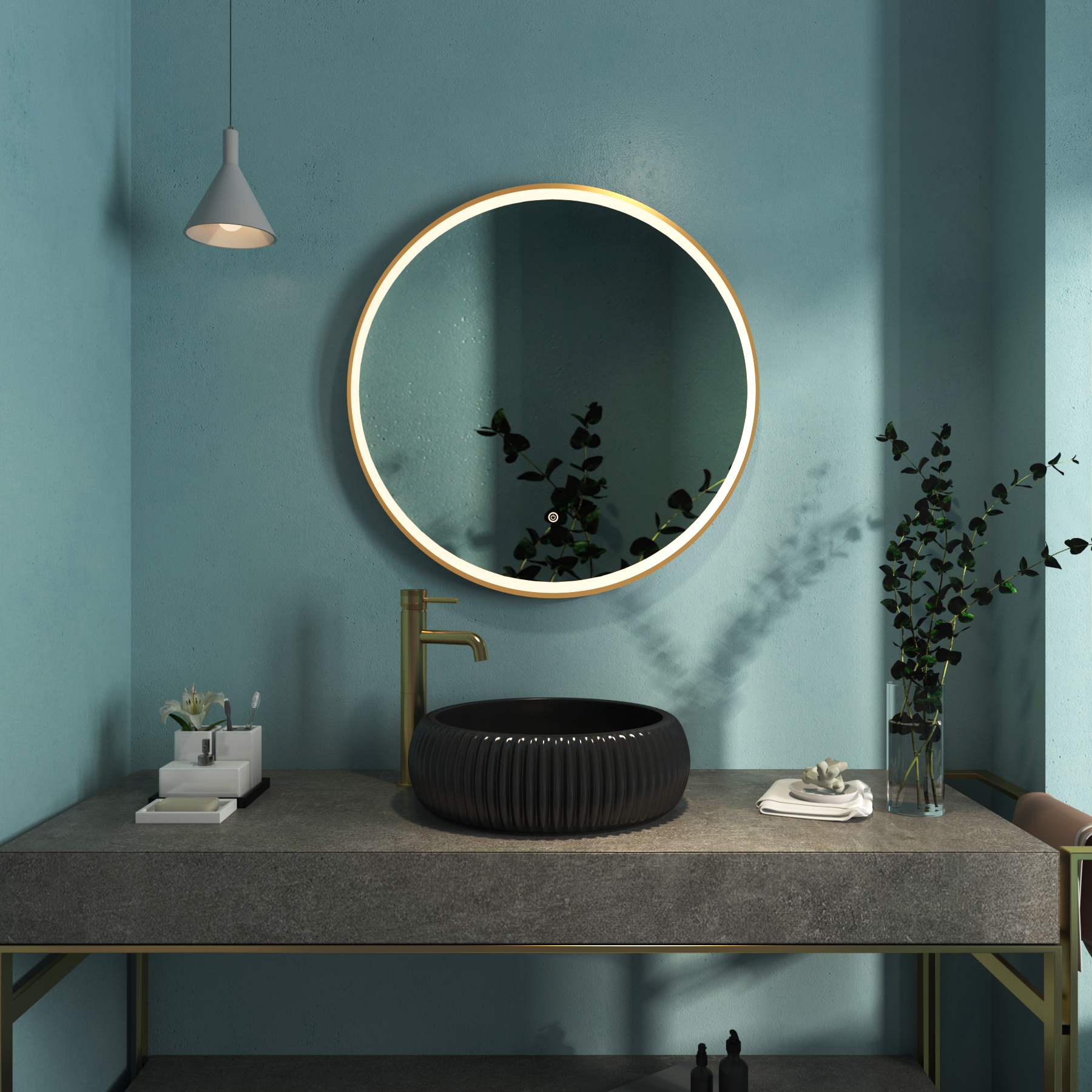 Milan Round Counter Top Basin Vessels 400mm Black Sit On Worktop