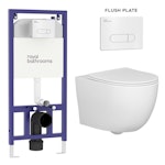 Abacus Wall Hung Rimless Toilet with Slim Soft Close Seat & Aqua Chrome Plate Wall Hung Frame
