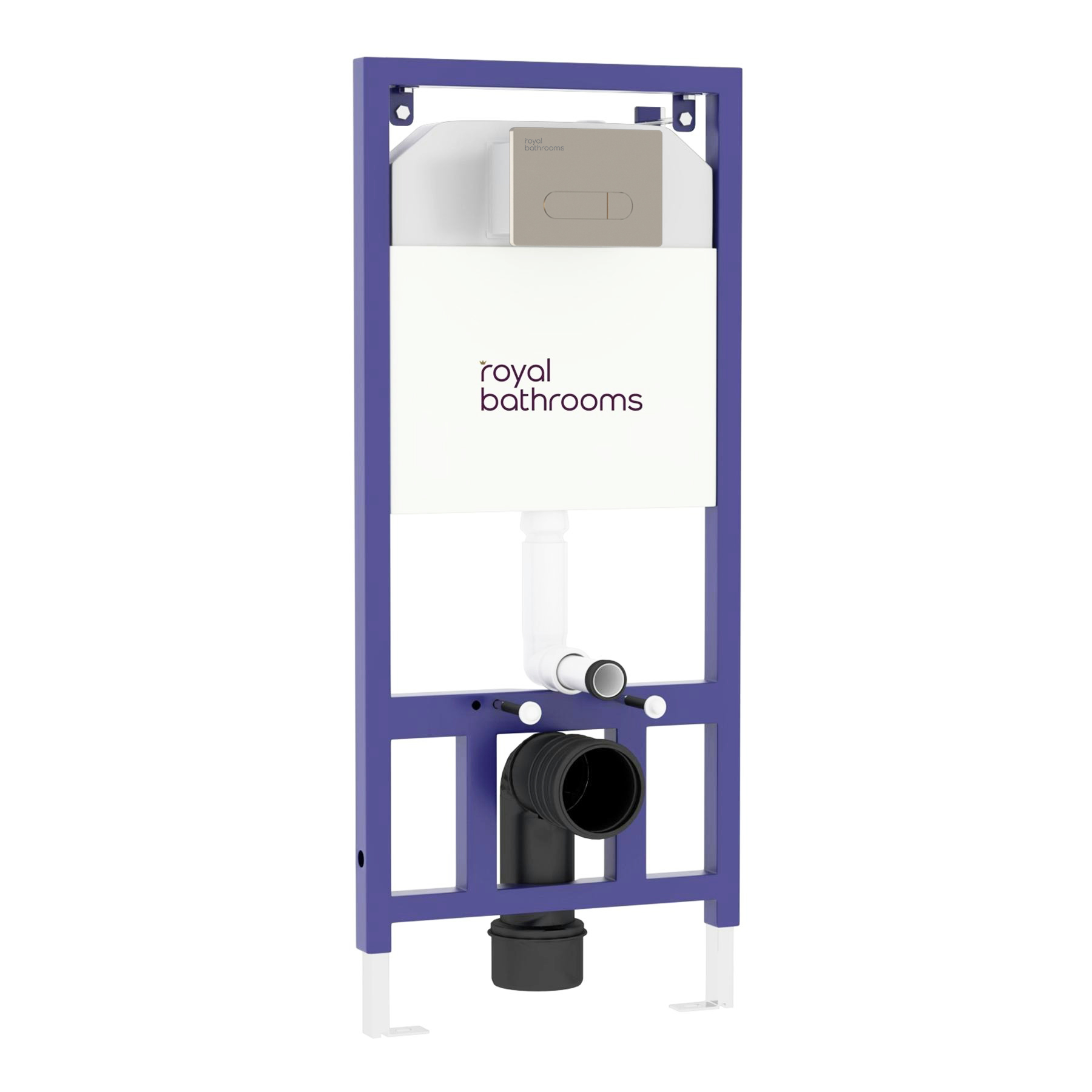 Aqua Wall Hung Toilet Frame with Dual Flush Concealed Cistern & Square Brushed Nickel Plate 