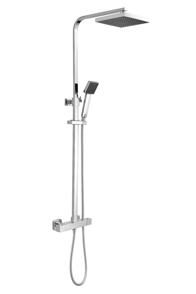 Cube Chrome Square Thermostatic Bar Shower With Kit