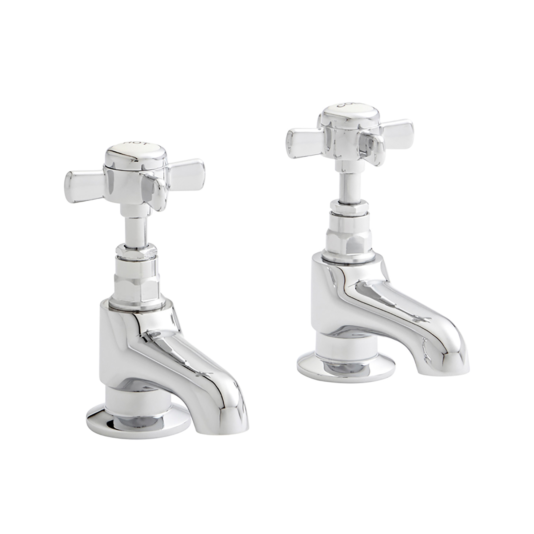 Klassique Twin Basin Pillar Tap contemporary Design With Push Button Waste - Chrome