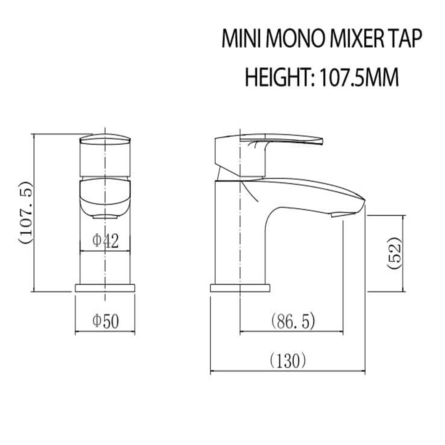 Verve Mini Mono Basin Mixer Tap Elegant Design With Push Button Waste - Chrome