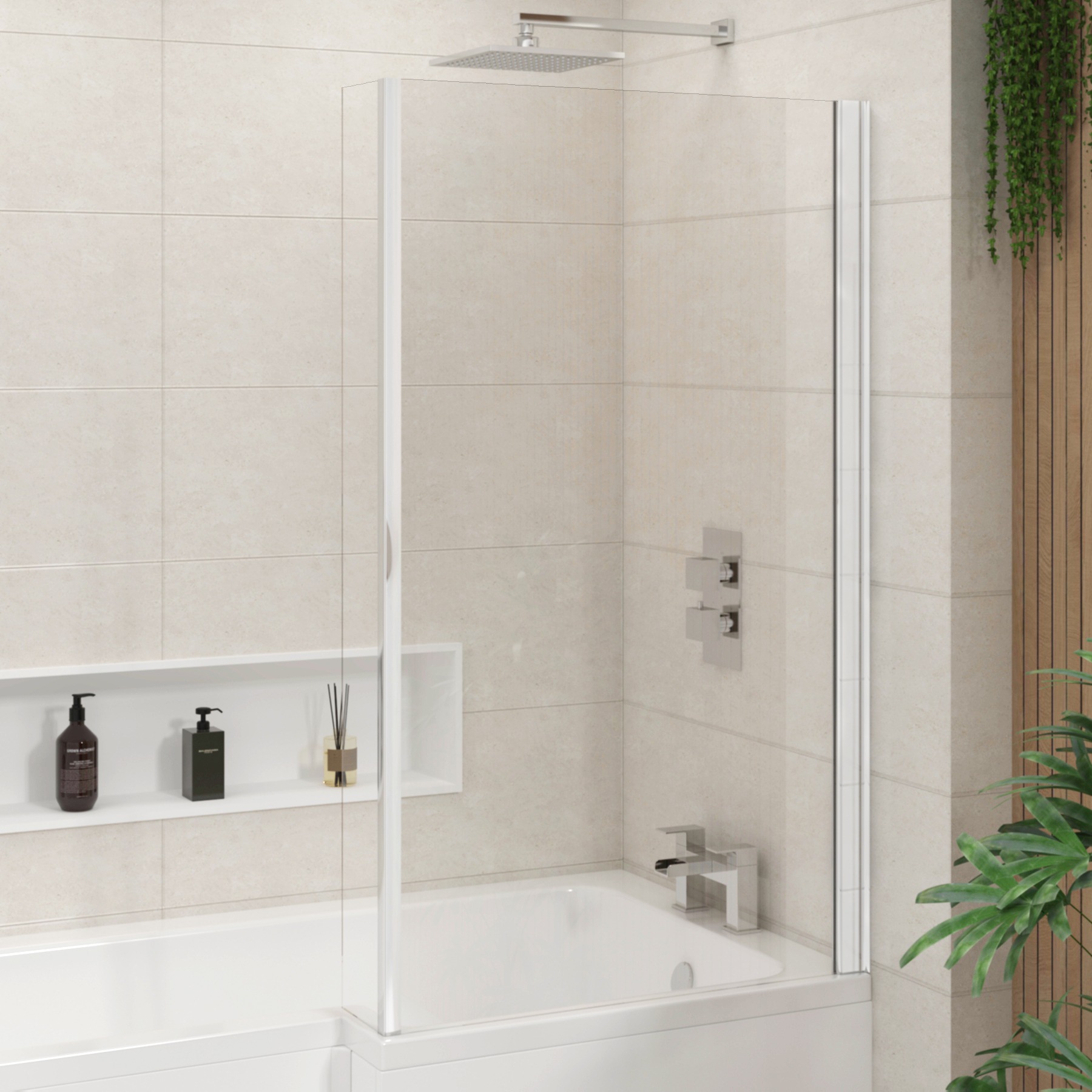 Nuie 1400mm Quattro Fixed Bath Screen
