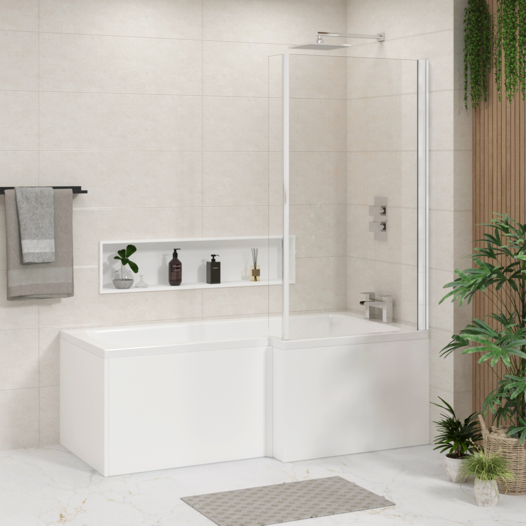 Nuie 1400mm Quattro Fixed Bath Screen
