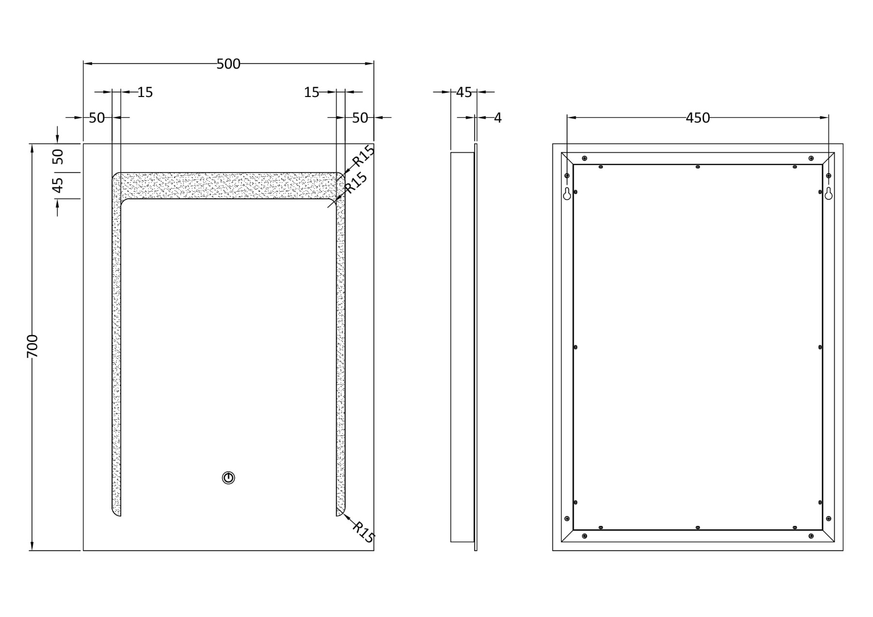 700 X 500mm Rectangular Bathroom Mirror Front-Lit LED Illuminated - Anti Fog