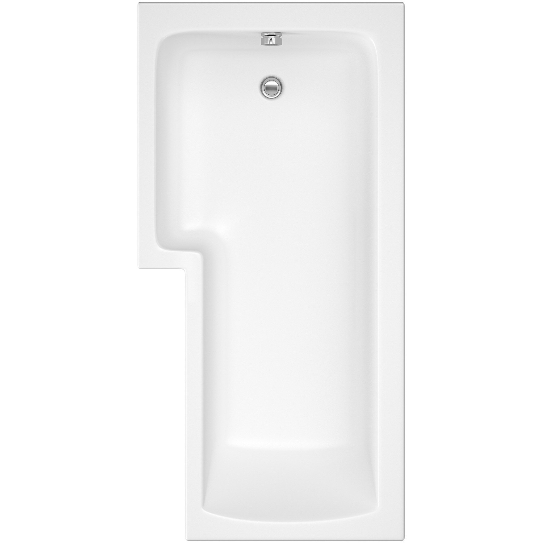 Qubix 1600 x 850mm Left Hand L-Shaped Square Shower Bath tub with MDF Front & End Panel