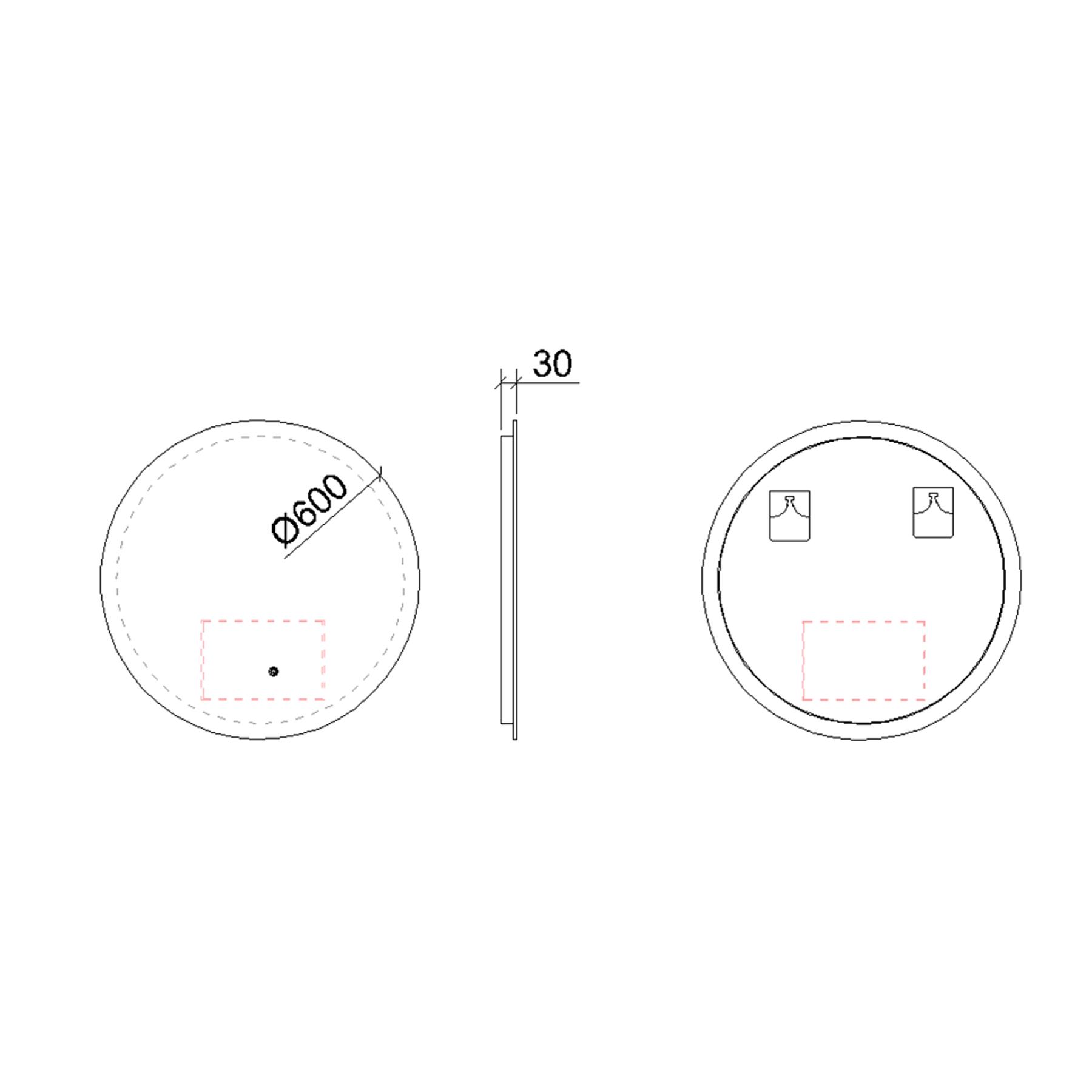 Enso 600 x 600mm Backlit LED Illuminated Frameless Round Mirror with Demister Pad & Touch Sensor