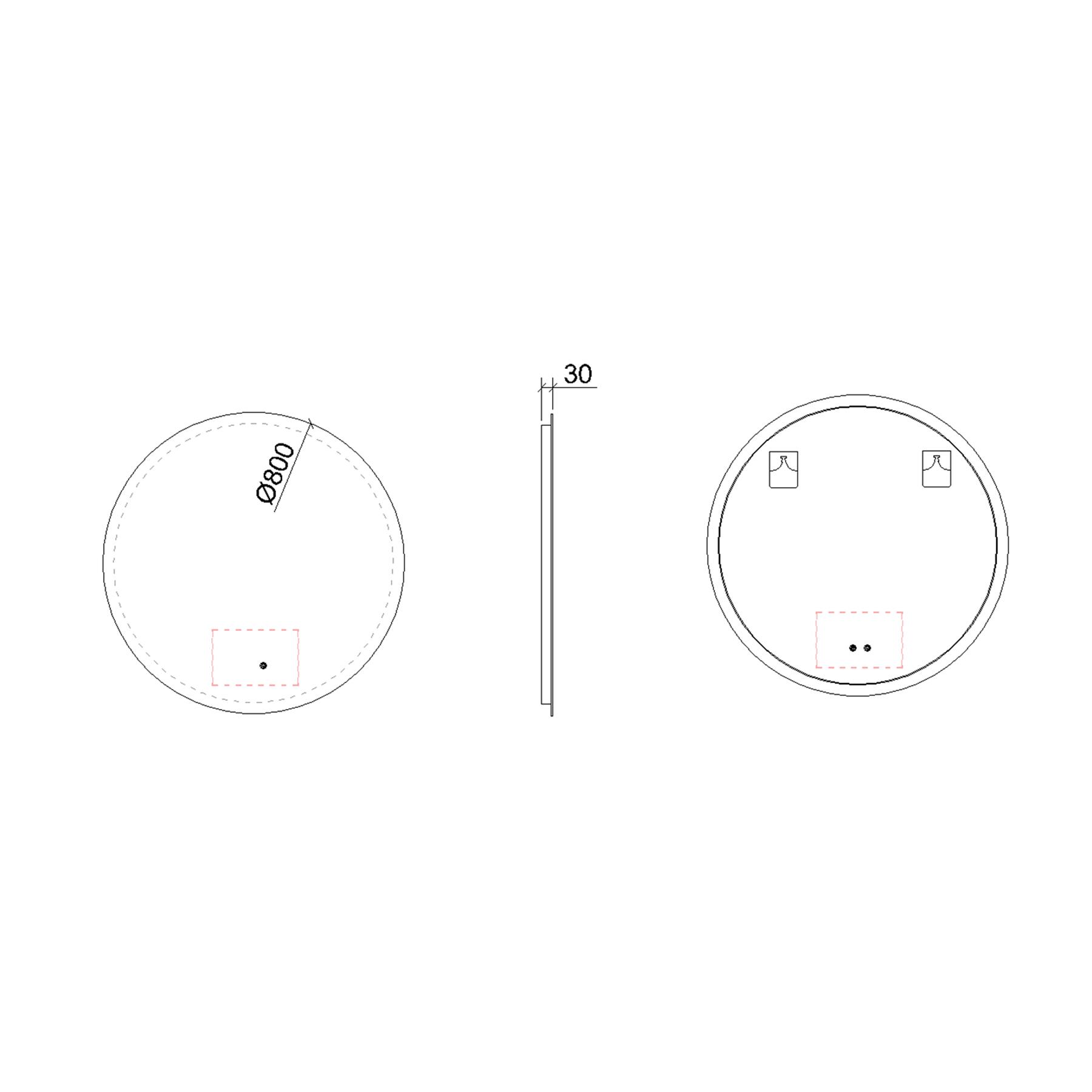 Enso 800 x 800mm Backlit LED Illuminated Frameless Round Mirror with Demister Pad & Touch Sensor