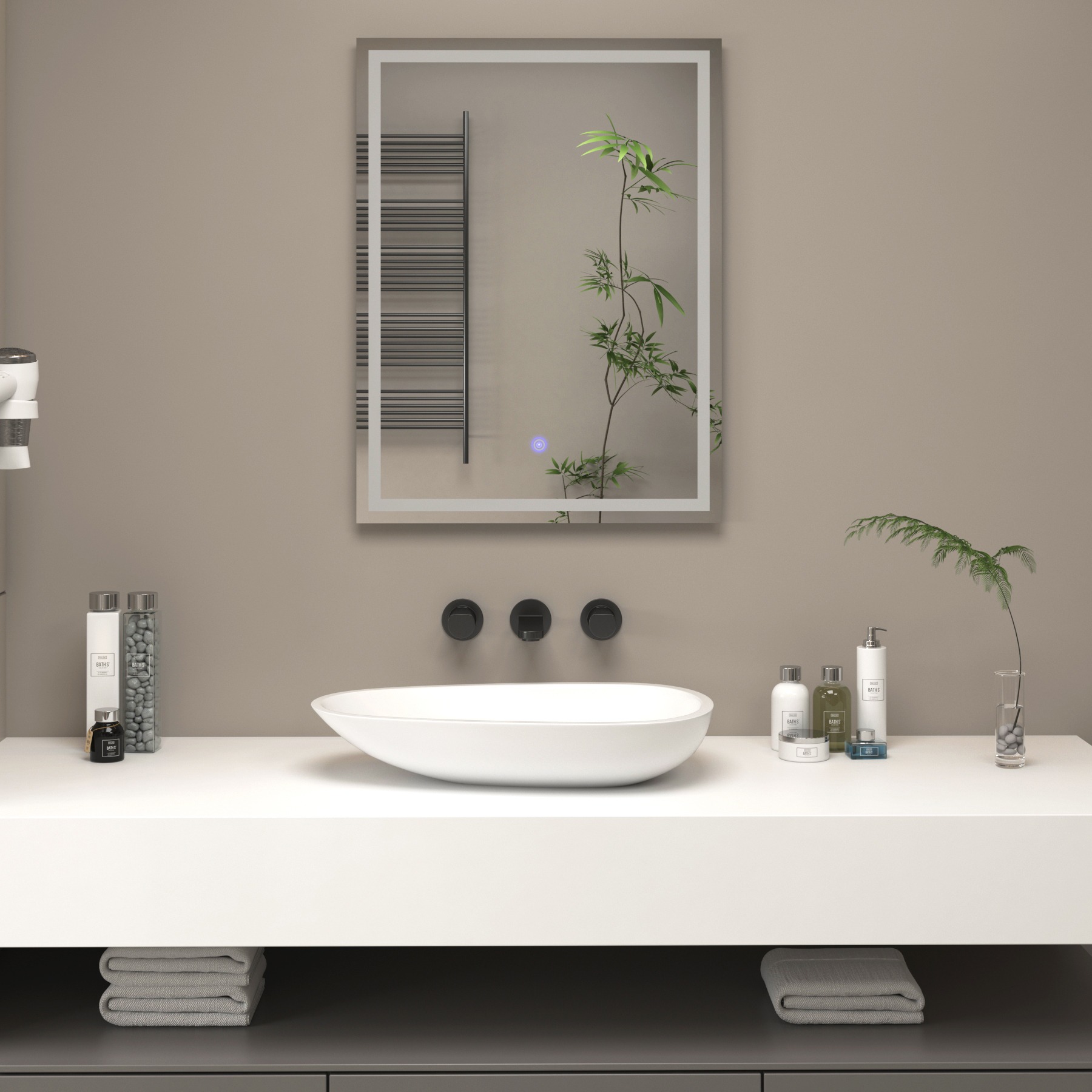 Oslo Chrome Backlit LED Illuminated Frameless Mirror with Demister Pad & Touch Sensor