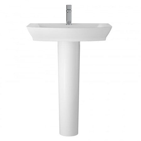 Curved Square Bathroom Basin & Pedestal with 1 T/H - Maya