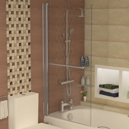 Nuie Square Bath Screen with Rail 1435mm High