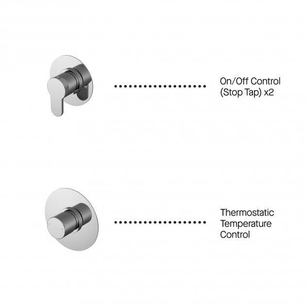Modern Arvan Round Thermostatic Mixer Shower with Sliding Rail Kit Ceiling Arm & Fixed Head - Chrome