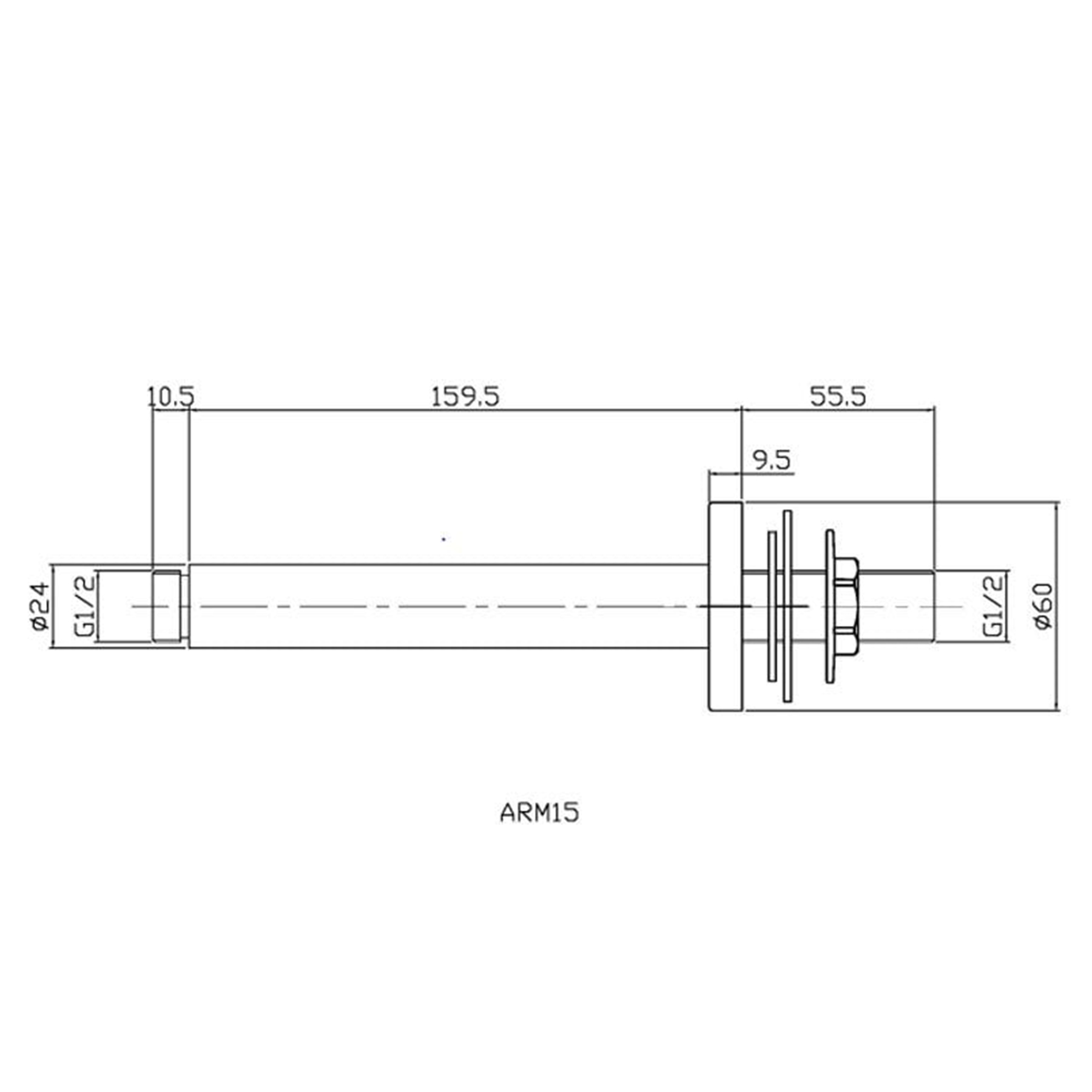 Arvan Round Matt Black Ceiling Mounted Shower Arm