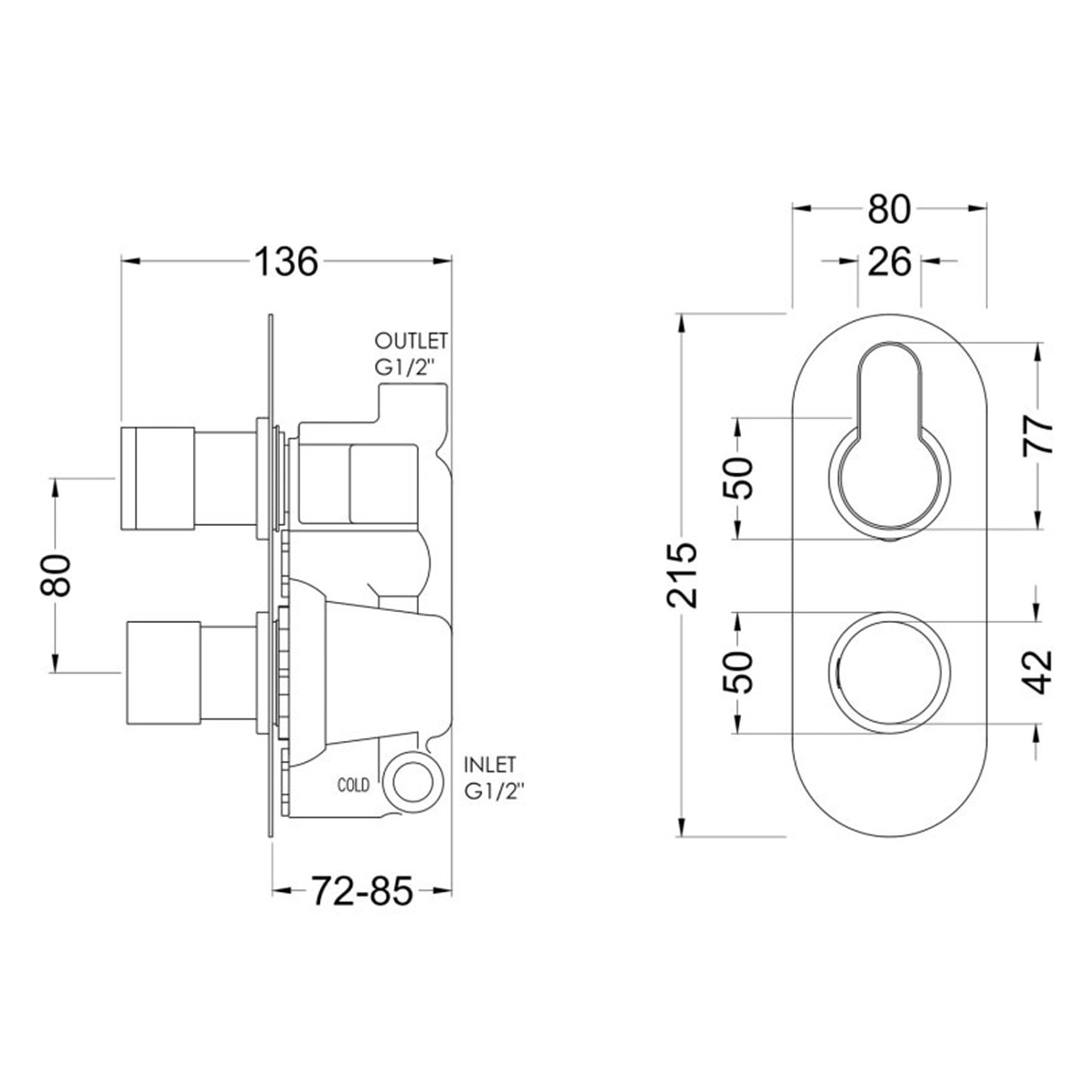 Modern Round Matt Black Twin Thermostatic Shower Valve