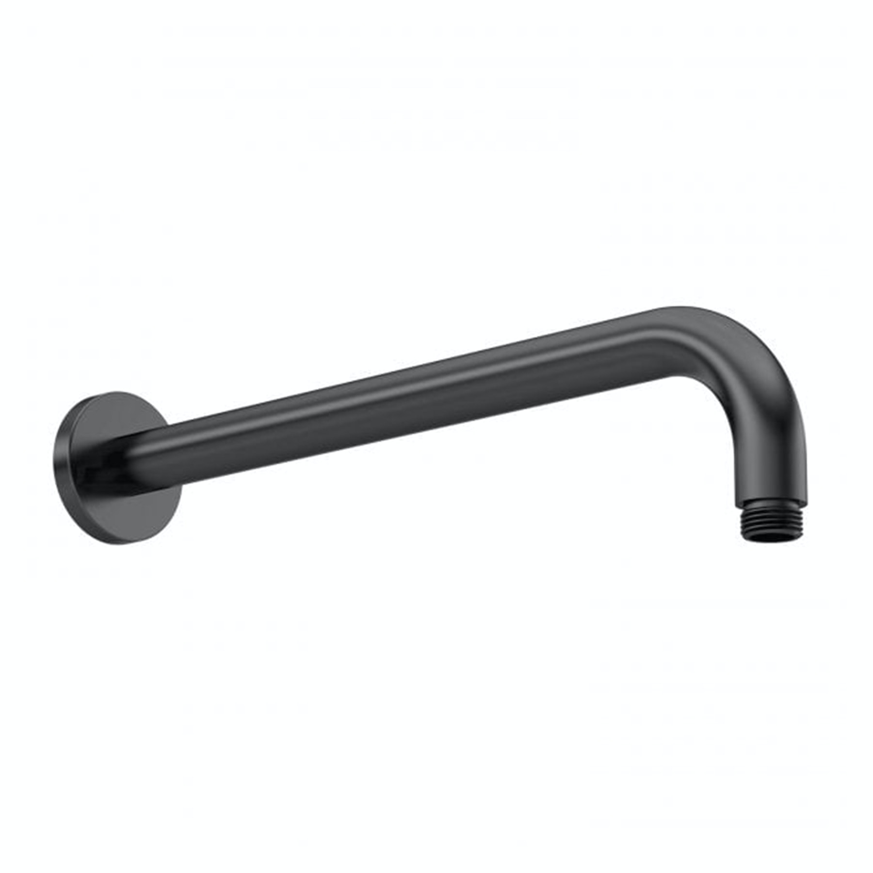 Windon 200mm Round Matt Black Fixed Shower Head with Wall Mounted Shower Arm