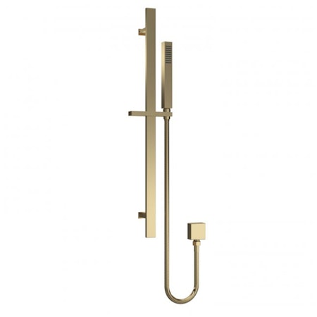 Windon Square Brushed Brass Slider Rail Shower Kit with Outlet Elbow