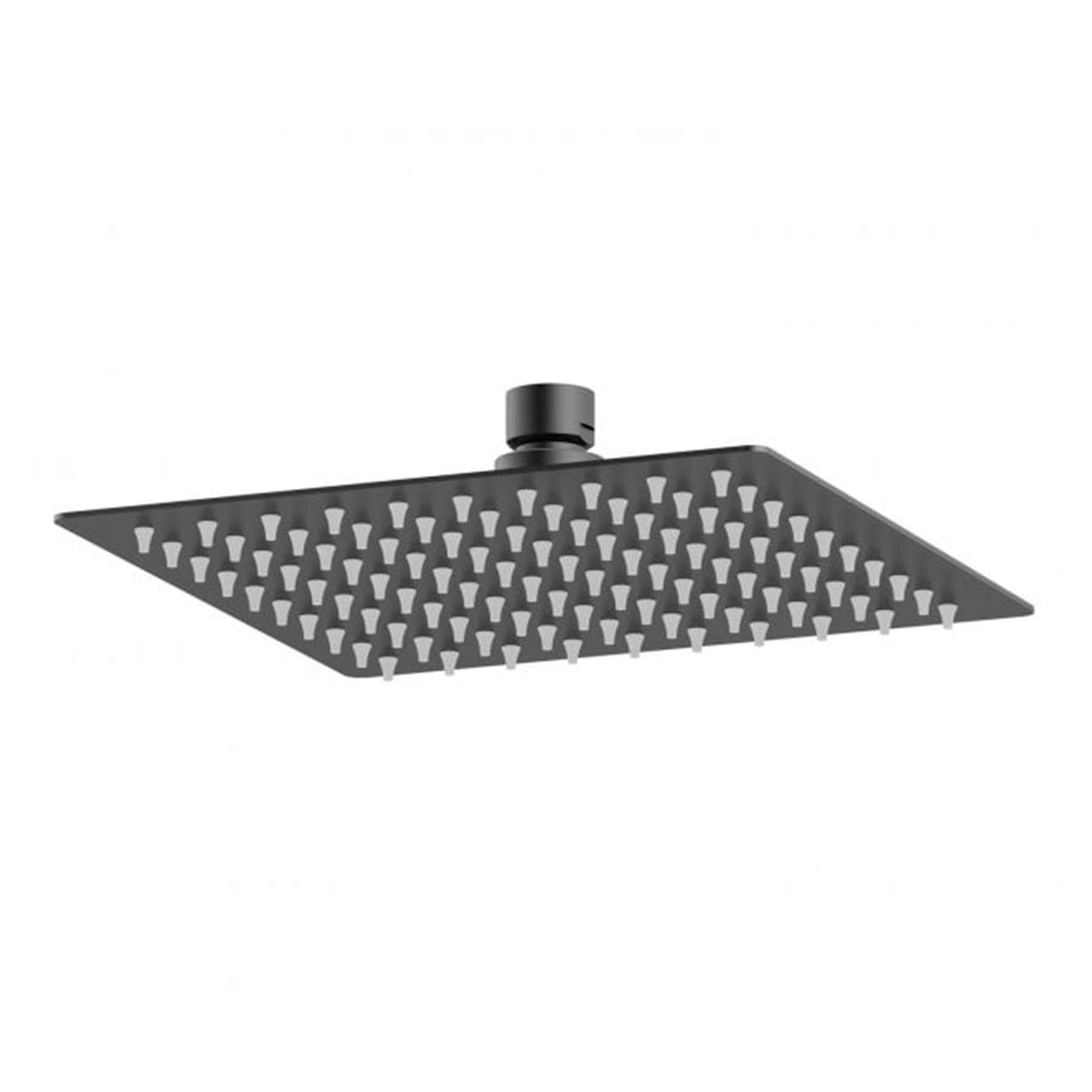 Windon 200mm Square Matt Black Fixed Shower Head with Wall Mounted Shower Arm