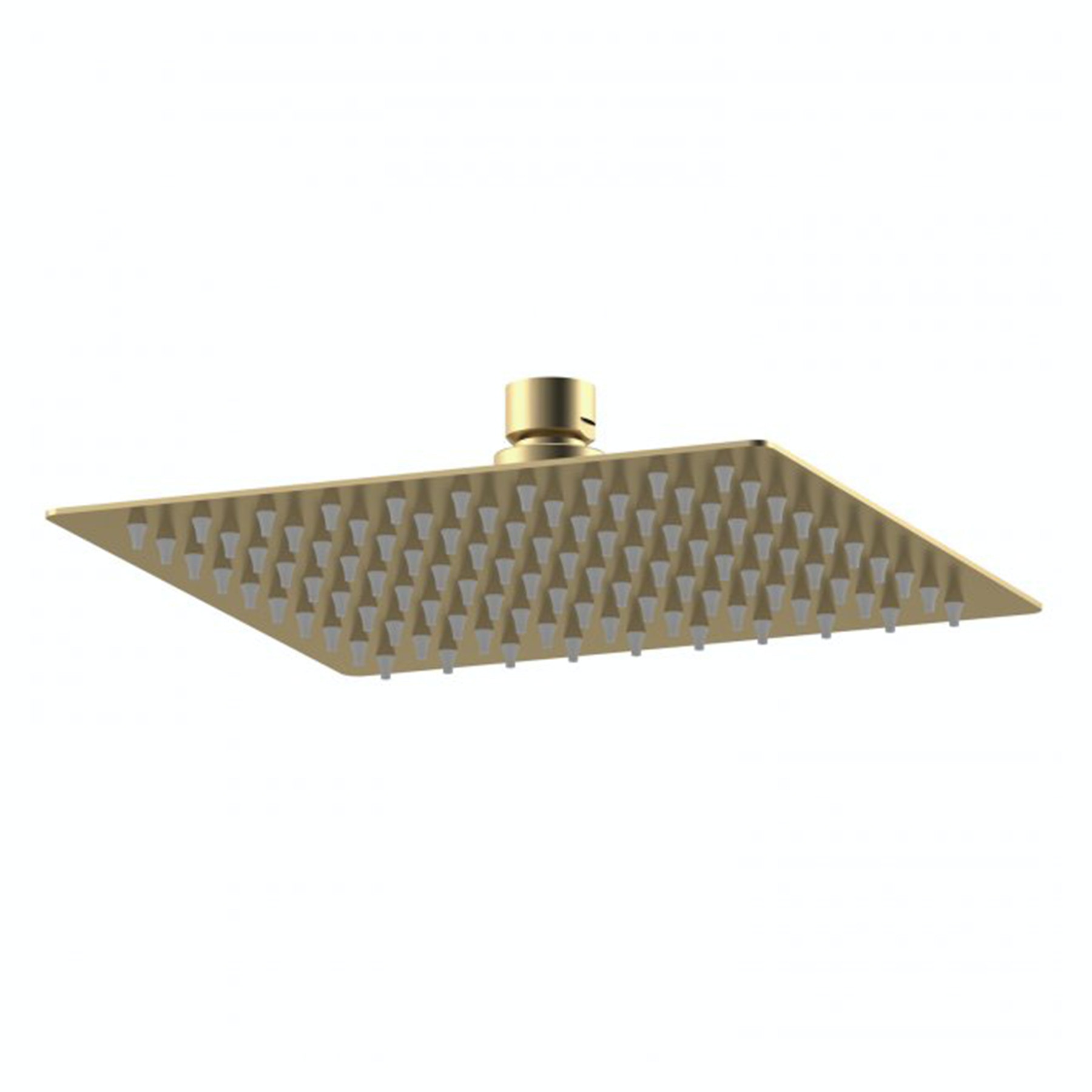 Windon 200mm Square Brushed Brass Fixed Shower Head with Wall Mounted Shower Arm
