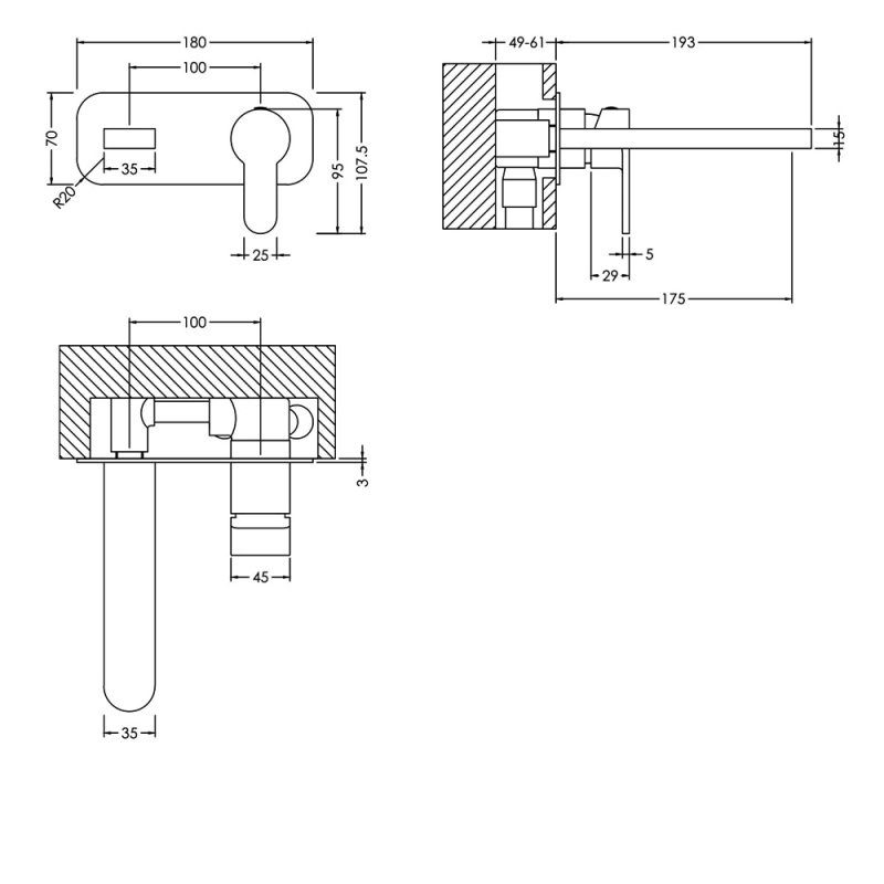 Windon Wall Mounted Basin Mixer Tap Elegant Design - Brushed Brass